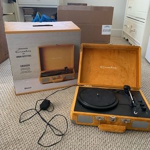 Yellow velvet Crosley record player